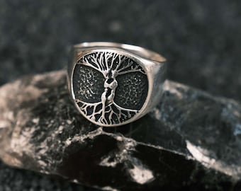 Bague pour homme en argent sterling 925, bague en argent unisexe arbre de vie, bague pour homme faite main, bague en argent personnalisée, cadeau de la Saint-Valentin