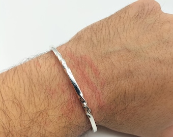 Handmade Men's Silver Bracelet, 925 Sterling Silver Adjustable Bracelet, Handmade Cuff Silver Bracelet, Valentine  Gift, Anniversary Gift
