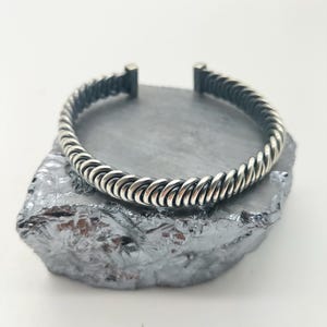 Handmade Sterling Silver Twisted Cuff Bracelet - Adjustable Design