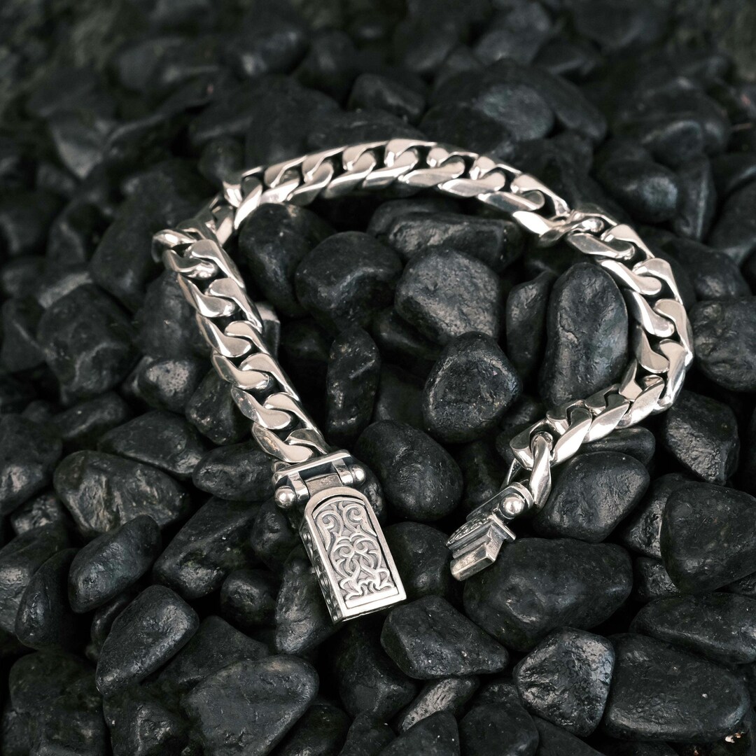 Buy Handmade 925 Sterling Silver Chain Bracelet Men's Adjustable Cuff  Online in India