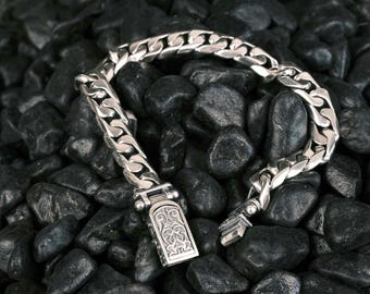 Handmade Men&#39;s Silver Bracelet, 925 Sterling Silver Bracelet, Handmade Silver Chain Bracelet, Handmade Silver Bracelet