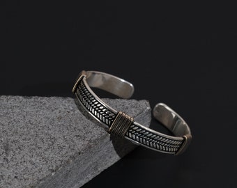 Handmade Sterling Silver Adjustable Cuff Bracelet for Men,Valentine Gift, Self Gift, For Men Silver Bracelet