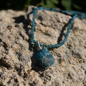 Apatite Tiny Pendant Necklace, AAA Quality Stone, Throat Chakra Necklace, Anxiety Necklace image 2