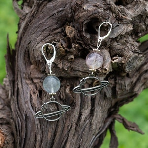 Fluorite Stone Sterling Silver Earrings image 1