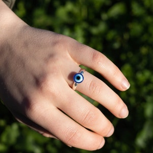 Evil Eye Protection Ring, Adjustable Ring, Handmade Ring, Elegant Minimalistic Ring image 2