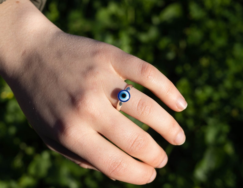 Evil Eye Protection Ring, Adjustable Ring, Handmade Ring, Elegant Minimalistic Ring image 2