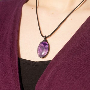 Amethyst Pendant, Healing Stone Jewelry, Calming Necklace zdjęcie 6