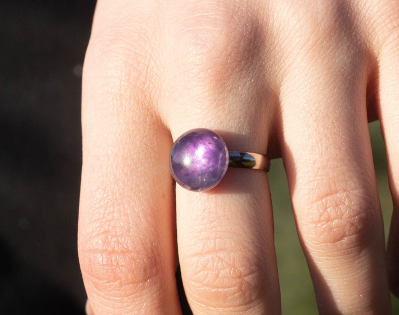 Amethyst Gemstone Ring, Adjustable Ring, Anxiety Ring, February Birthstone, Gift, Handmade Ring, Elegant and Minimalistic Ring image 2