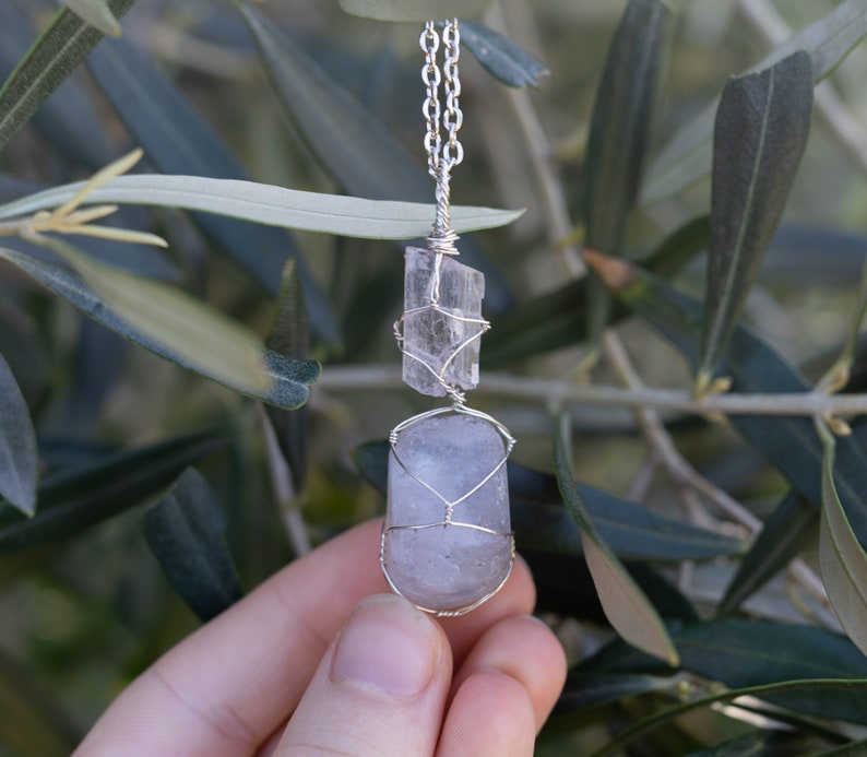 Kunzite Pendant Necklace, Healing Jewelry image 1