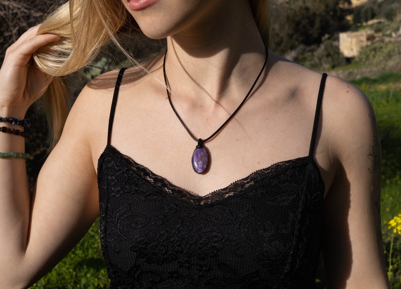 Amethyst Pendant, Healing Stone Jewelry, Calming Necklace image 5