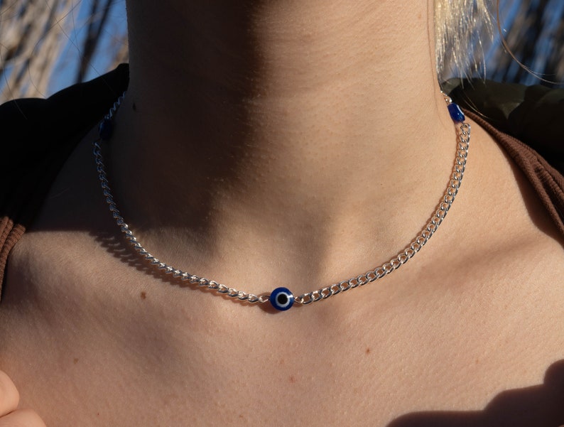 Evil Eye Protection Necklace, Adjustable Necklace, Handmade Necklace, Elegant Minimalistic Necklace image 5