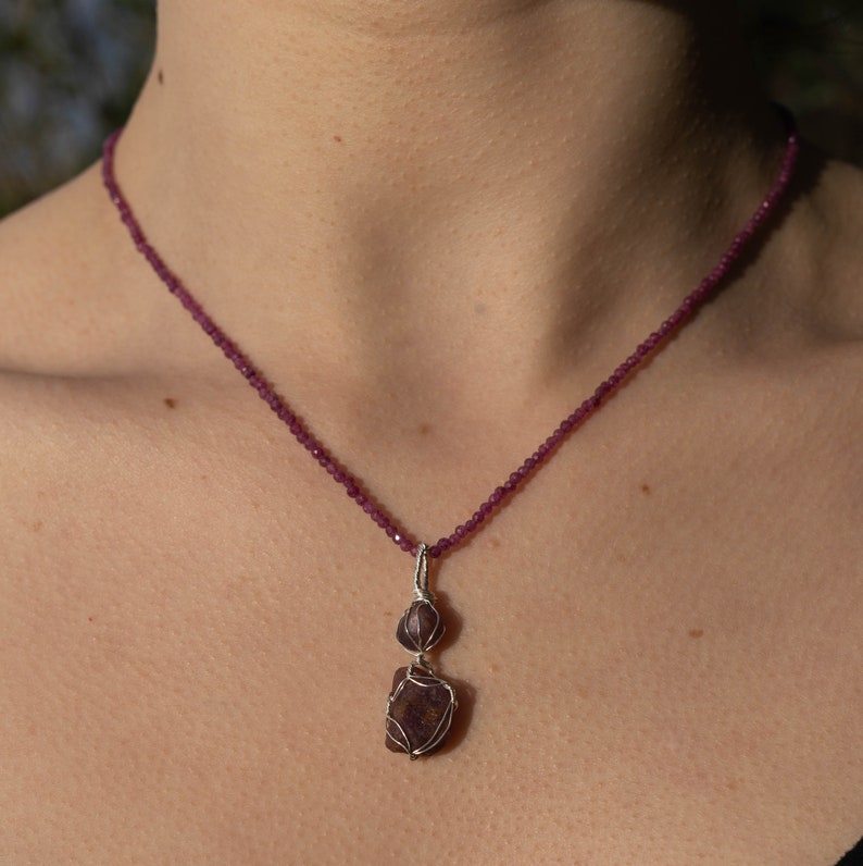 Petit collier pendentif rubis, collier rubis de haute qualité, pierre de naissance de juillet image 1