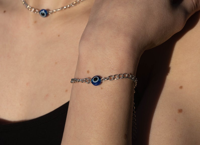 Evil Eye Protection Bracelet, Adjustable Bracelet, Handmade Bracelet, Elegant Minimalistic Bracelet image 2