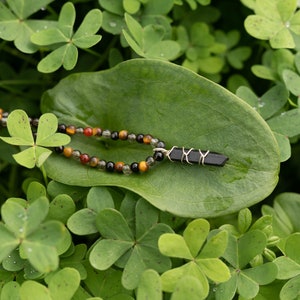 Tourmaline, Smoky Quartz, Tiger Eye and Agate Necklace, Grounding Protection Necklace image 3