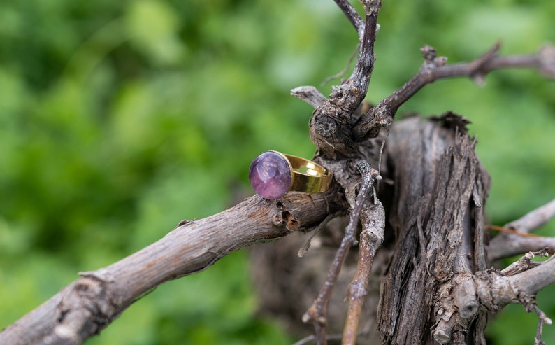 Amethyst Gemstone Ring, Adjustable Ring, Anxiety Ring, February Birthstone, Gift, Handmade Ring, Elegant and Minimalistic Ring image 7