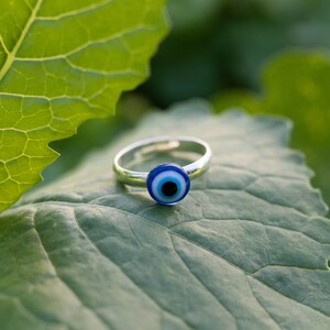 Evil Eye Protection Ring, Adjustable Ring, Handmade Ring, Elegant Minimalistic Ring image 1