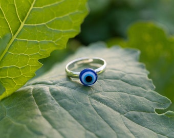 Evil Eye Protection Ring, Adjustable Ring, Handmade Ring, Elegant Minimalistic Ring