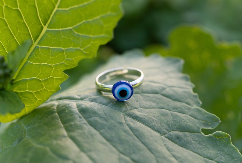 Evil Eye Protection Ring, Adjustable Ring, Handmade Ring, Elegant Minimalistic Ring image 1