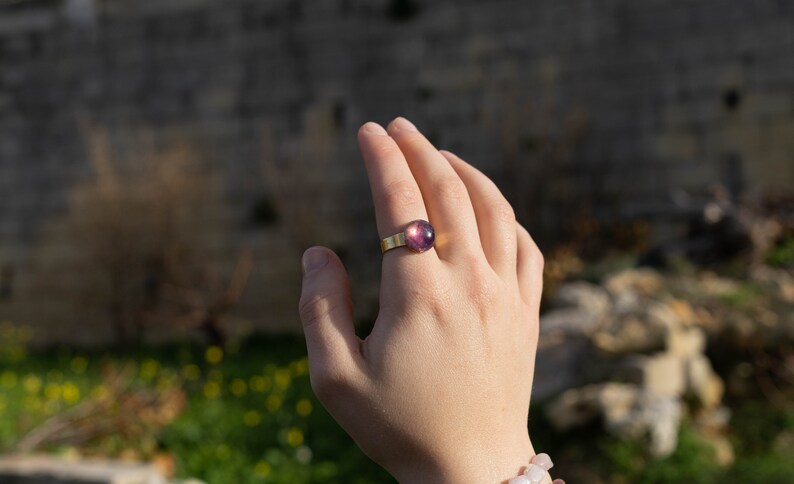 Amethyst Gemstone Ring, Adjustable Ring, Anxiety Ring, February Birthstone, Gift, Handmade Ring, Elegant and Minimalistic Ring image 5