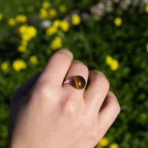 Tiger's Eye Gemstone Ring, Adjustable Ring, Confidence Stone Ring, Gift, Handmade Ring, Elegant and Minimalistic Ring image 1