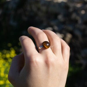 Tiger's Eye Gemstone Ring, Adjustable Ring, Confidence Stone Ring, Gift, Handmade Ring, Elegant and Minimalistic Ring image 3