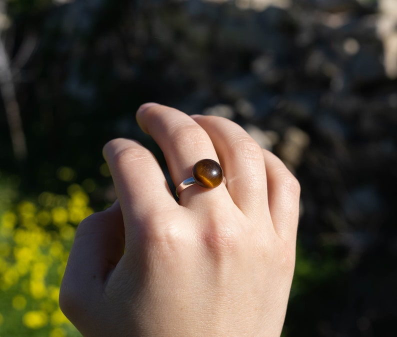 Tiger's Eye Gemstone Ring, Adjustable Ring, Confidence Stone Ring, Gift, Handmade Ring, Elegant and Minimalistic Ring image 3