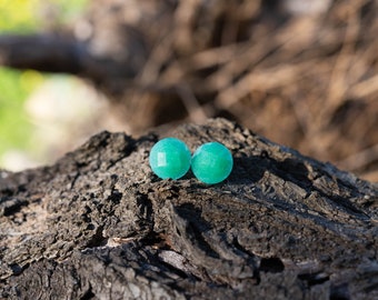 Aventurine Faceted Stone Big Stud Earrings