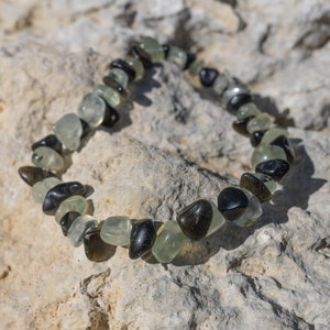 Obsidian And Prehnite Gemstone Bracelet, Protection Calming Bracelet 画像 3