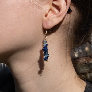 Natural Gemstone Chip Earrings, Silver/Gold Earrings image 9