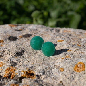 Aventurine Faceted Stone Big Stud Earrings image 3