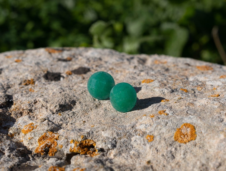 Aventurine Faceted Stone Big Stud Earrings image 3