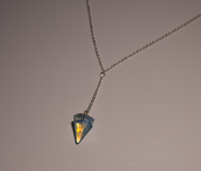 Opalite Pendulum Necklace, Opalite Stone, Opalite Jewelry, Stainless Steel Necklace image 4