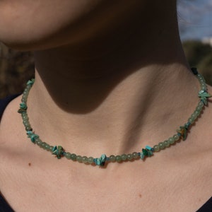 Tiny Gemstone Necklace, Beaded Adjustable Choker, Healing Gemstones image 1