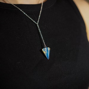 Opalite Pendulum Necklace, Opalite Stone, Opalite Jewelry, Stainless Steel Necklace image 1