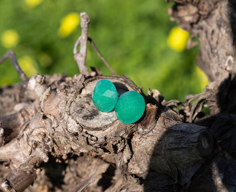 Aventurine Faceted Stone Big Stud Earrings image 5