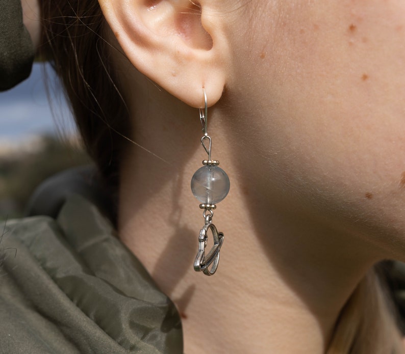 Fluorite Stone Sterling Silver Earrings image 2