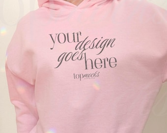 Gildan 18500 Mockup, 18500 Hoodie Mockup Rosa, Sweatshirt Hoodie Mockup, Trendig G 18500 Mockup Riktig Modell Mockup Livsstil Estetisk Mockup