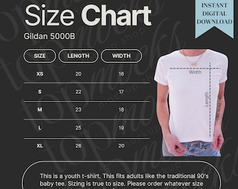 Baby Tee Size Chart Gildan 5000B Size Chart Youth T-shirt Size