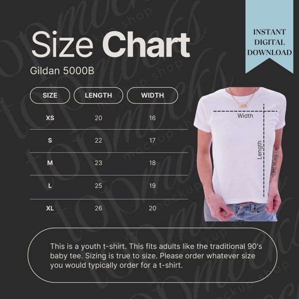 Gildan 5000B Size Chart Baby Tee Gildan Size Chart Crop Top Size Chart Gildan 5000B Baby Tee Gildan Mockup Cropped Top Gildan Sizing Chart