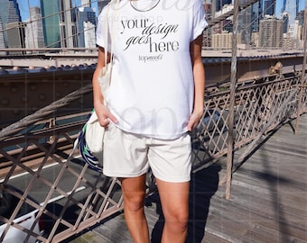 Comfort Colors C1717 Mockup, C1717 White Oversized Mockup, Tshirt Mockup Woman, Real Mockups, Aesthetic Mockup, y2k Selfie City Mockup