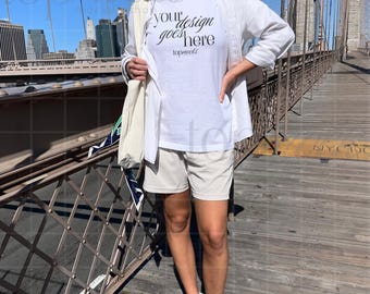 Comfort Colors C1717 Mockup, C1717 White Oversized Mockup, Tshirt Mockup Woman, Real Mockups, Aesthetic Mockup, y2k Selfie City Mockup