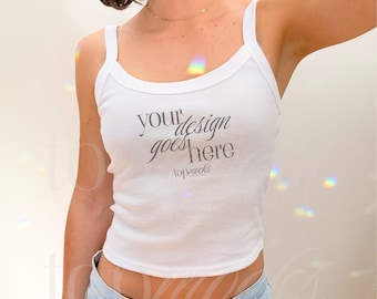 Bella Canvas 1012 Tank Top Mockup, Spaghetti Strap Tank Top Mock up, White Tank Top Mockup, Soft Girl Mockup, Real Model Mockup, 1012 Mockup