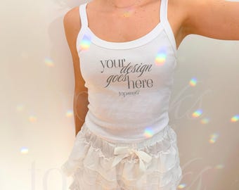Bella Canvas 1012 Tank Top Mockup, Spaghetti Strap Tank Top Mock up, White Tank Top Mockup, Soft Girl Mockup, Real Model Mockup, 1012 Mockup