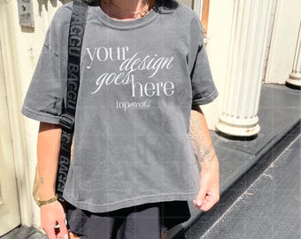 Comfort Colors 3023CL Boxy T-shirtmodel, Boxy T-shirt Pepper Mockup, y2k Crop Top Mockup, Selfie Mockup, Esthetisch Mockup, Lifestyle Real Mockup
