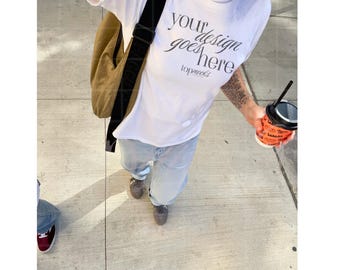 Gildan® 5000 Mockup White, White Tshirt Mockup, White Gildan 5000 Mockup, Real Mockup, Aesthetic Mockup, y2k Selfie Mockup, G500 City Mockup