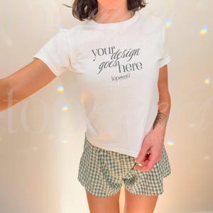 Baby Tee Mockup 5000B, Gildan 5000b Baby Tee Mockup, Gildan 5000B Mockups, White Womens Baby Tee Mockup, Coquette Mockup, Real Model Mockups