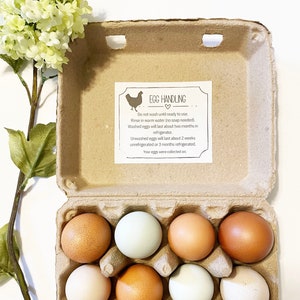 Etiquetas adhesivas para manipulación de huevos que no se pueden editar* - Etiquetas rústicas para cartones de huevos - Etiquetas adhesivas para embalaje de huevos frescos de granja