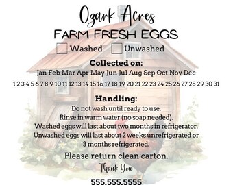 Custom Egg Labels With Coop Name - Personalized Egg Carton Stickers ...