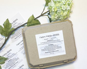 Etiquetas imprimibles para cartón de huevos / Huevos frescos de granja / Etiqueta digital / Etiqueta adhesiva no editable para cartón de huevos / Pollo