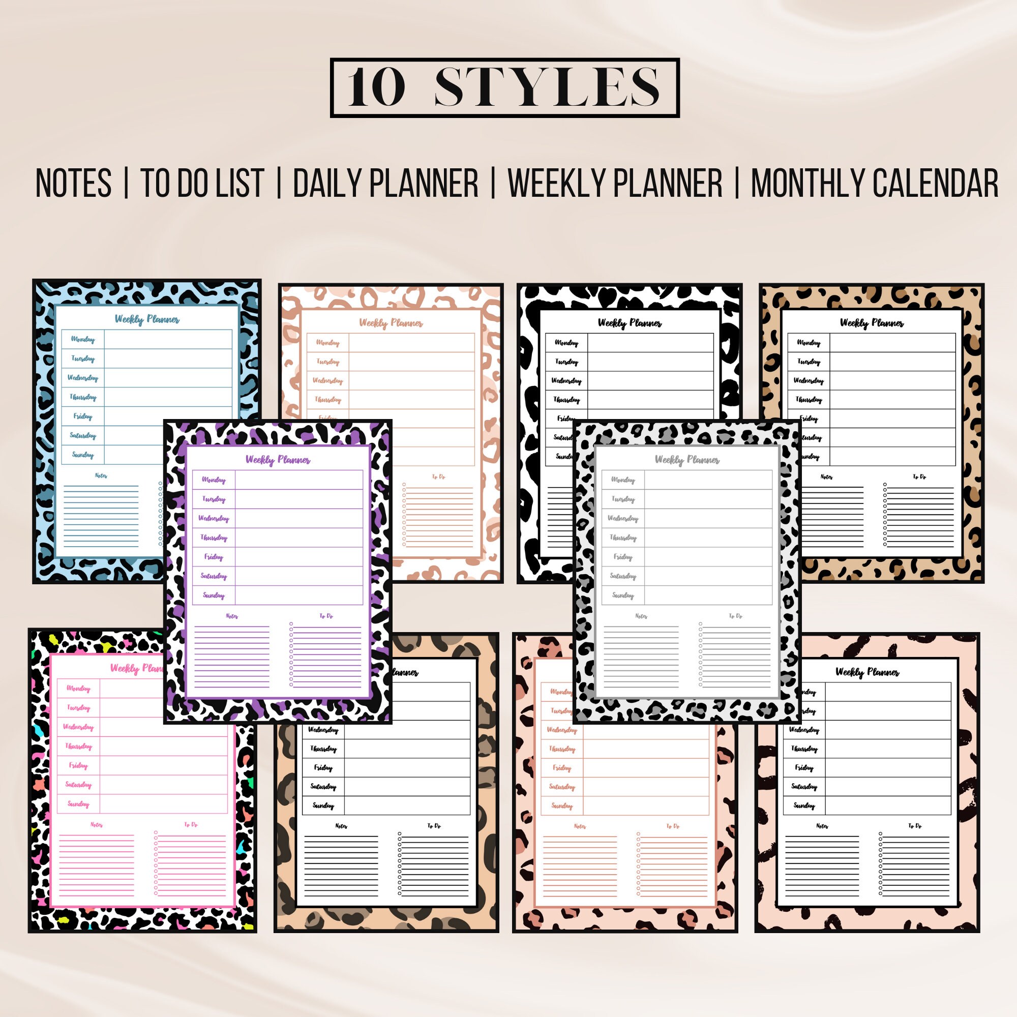 Printable Planner A5 &amp; US Letter Sizes 50 Pages Undated Monthly Planner ...